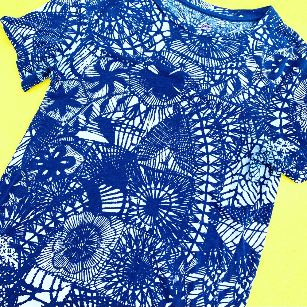 TORY BURCH t-shirt 100% cotton Small top graphic print tee short sleeve